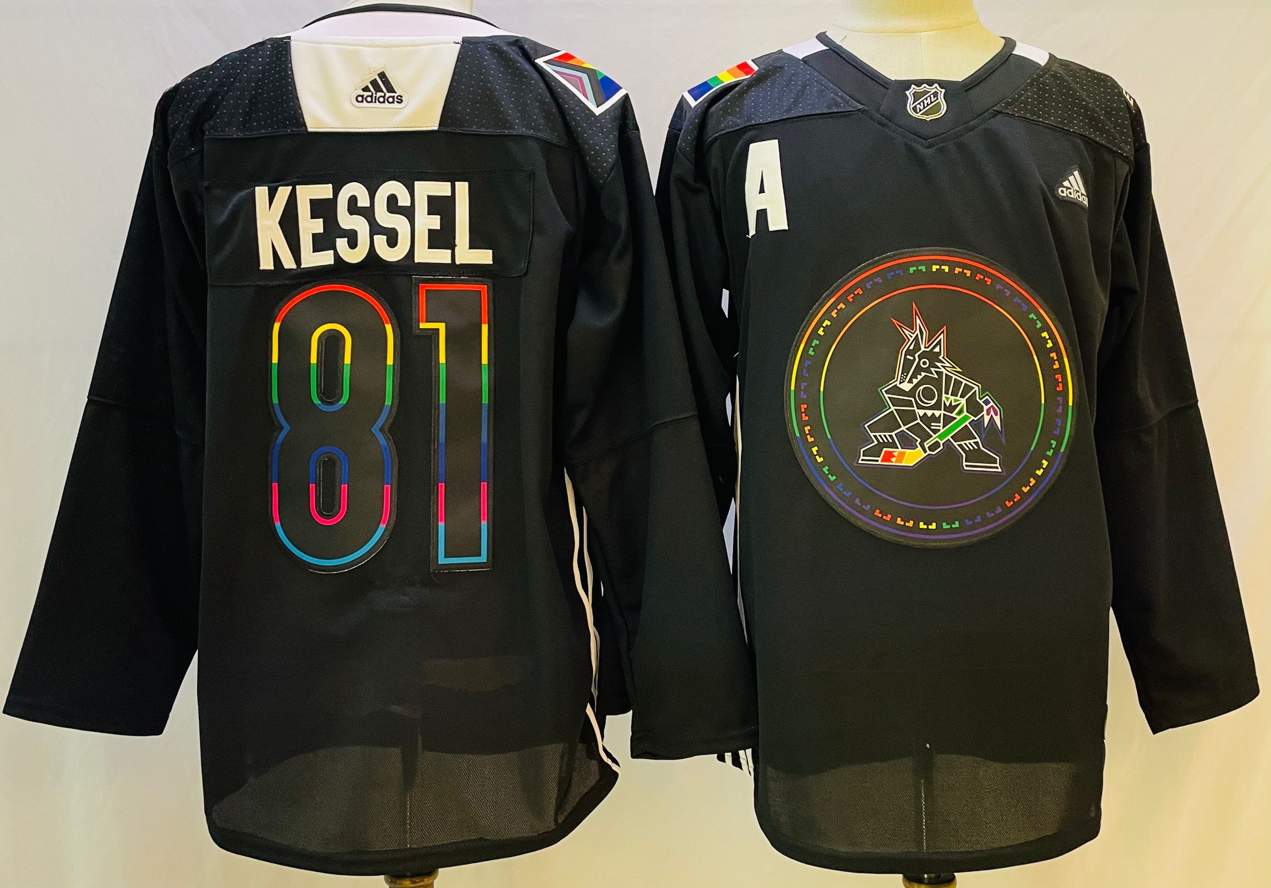 Men Arizona Coyotes 81 Kessel Black Stitched 2022 Adidas NHL Jersey